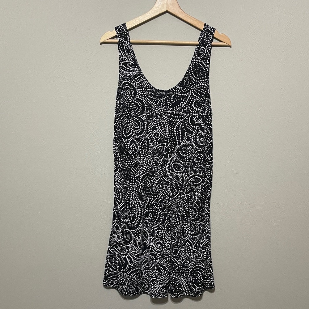 Apt. 9 Black & White Dot Paisley Tank Dress, Large